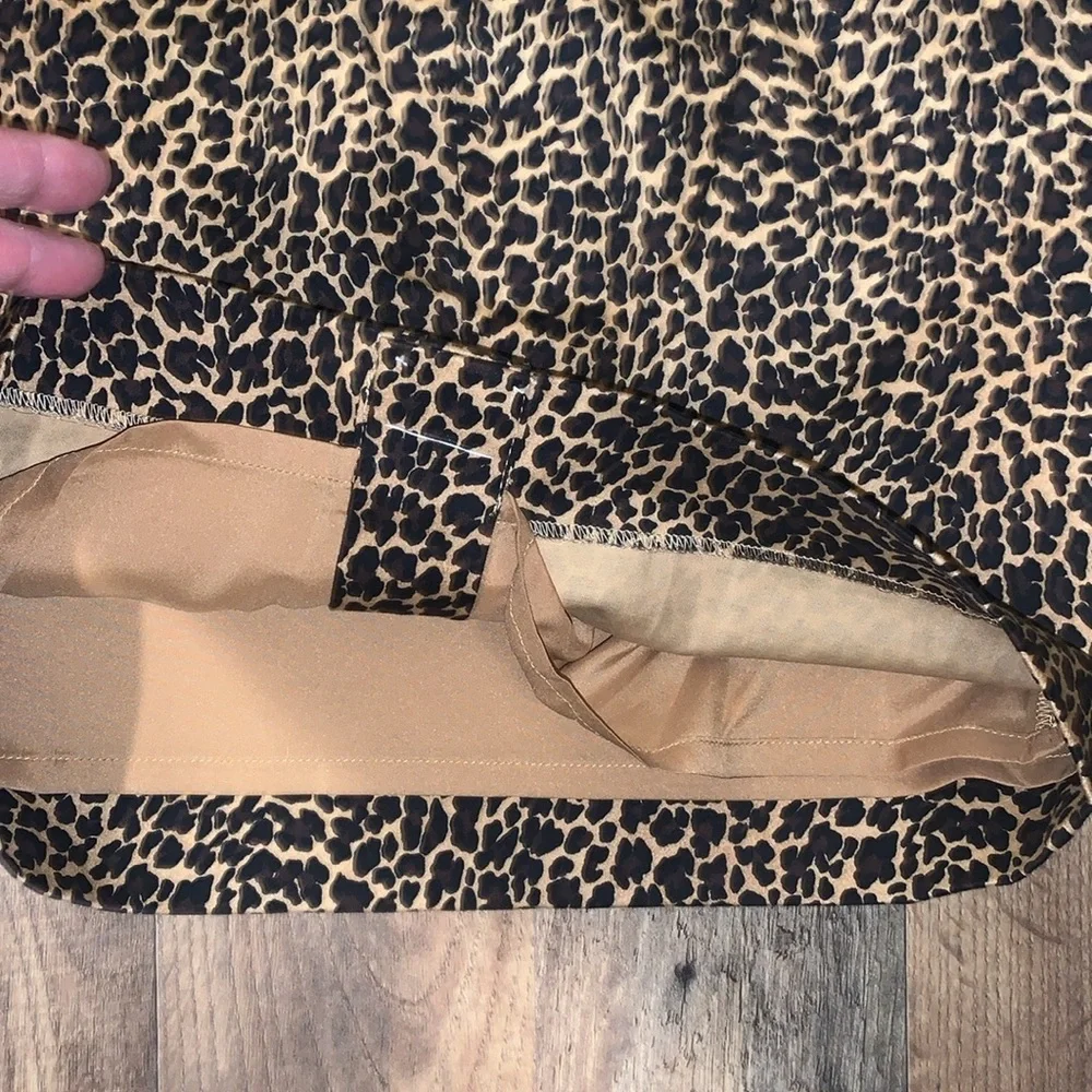 J‎ Crew Skirt Womens 00 Black Brown Leopard Print Pencil Back Zip Stretch Lined - Picture 5 of 7